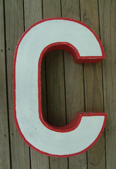 ex shop or business large painted galvanised iron letter C